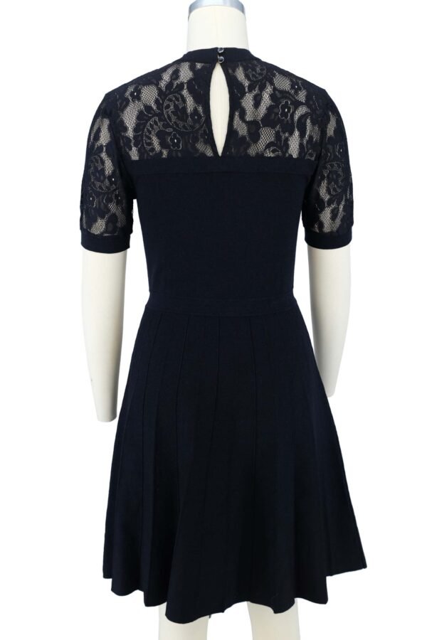 black lace paneled knit dress