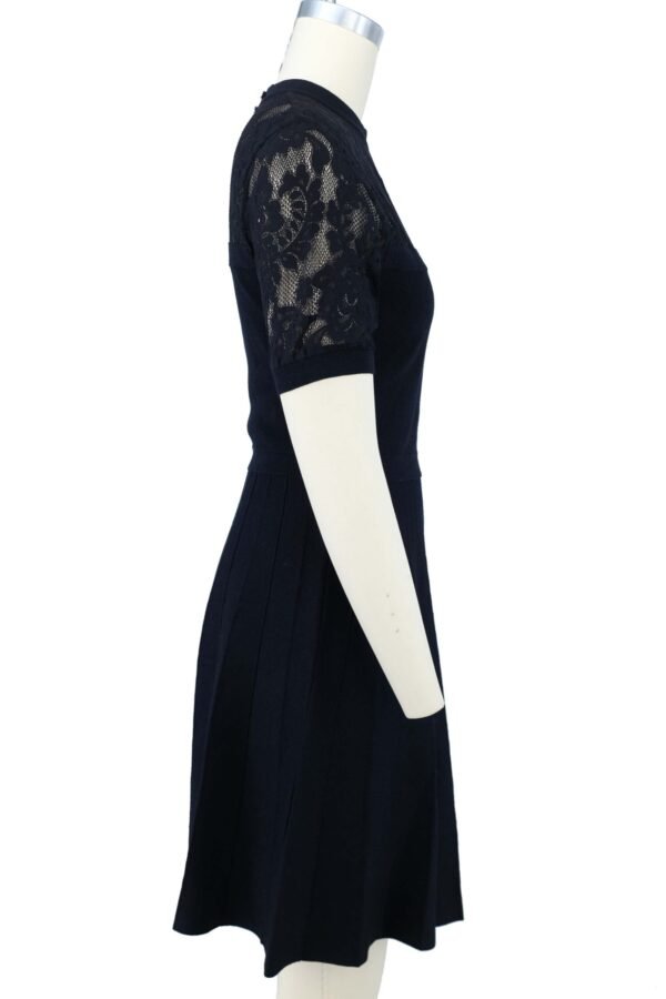 black lace paneled knit dress