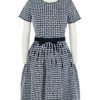 Black & White Woven Pattern Belted Knitted Dress