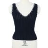black v neck knitted vest with contrast braid trim