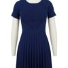 navy blue pleated knitted dress