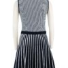 black and white striped sleeveless knitted dress