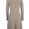 beige ribbed v neck knitted dress