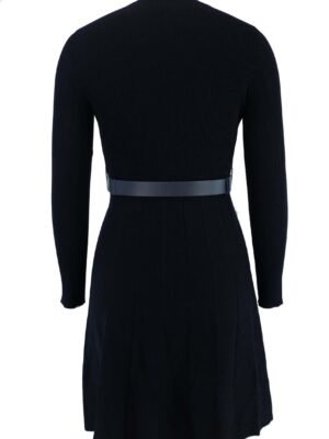 black knitted dress with heart buckle belt