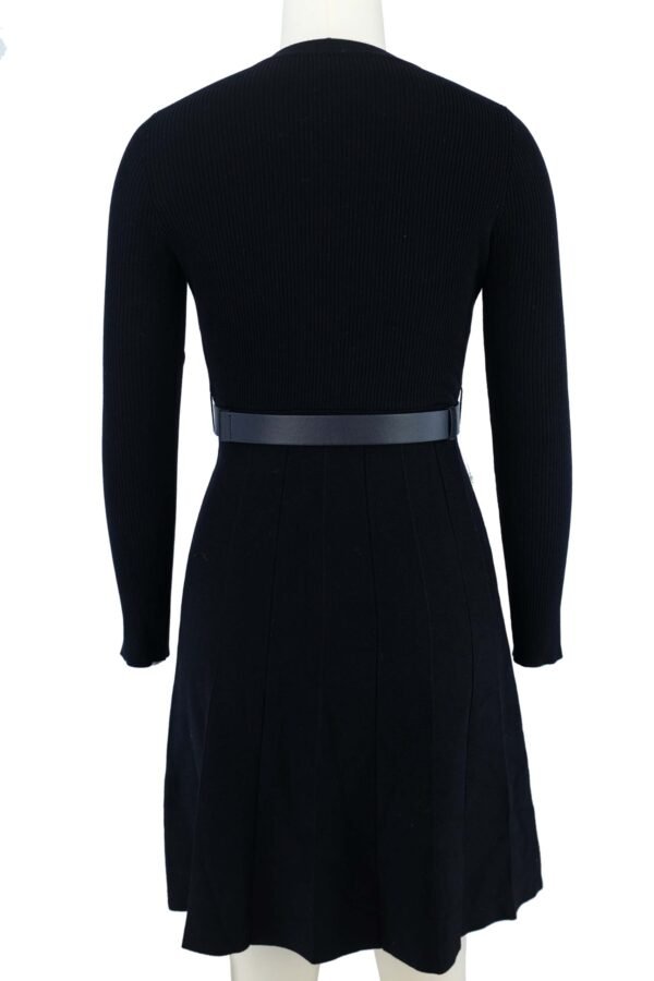 black knitted dress with heart buckle belt