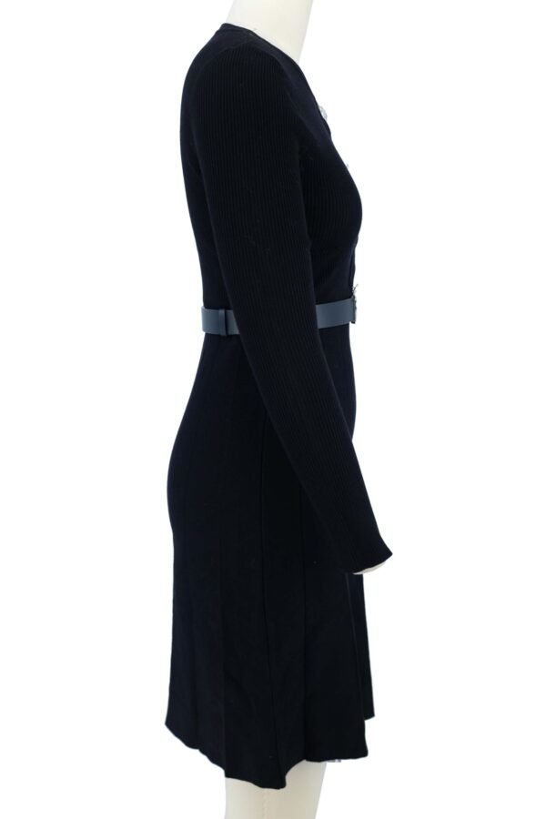 black knitted dress with heart buckle belt