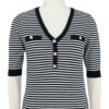 black & white striped knitted pullover