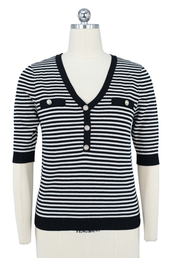black & white striped knitted pullover