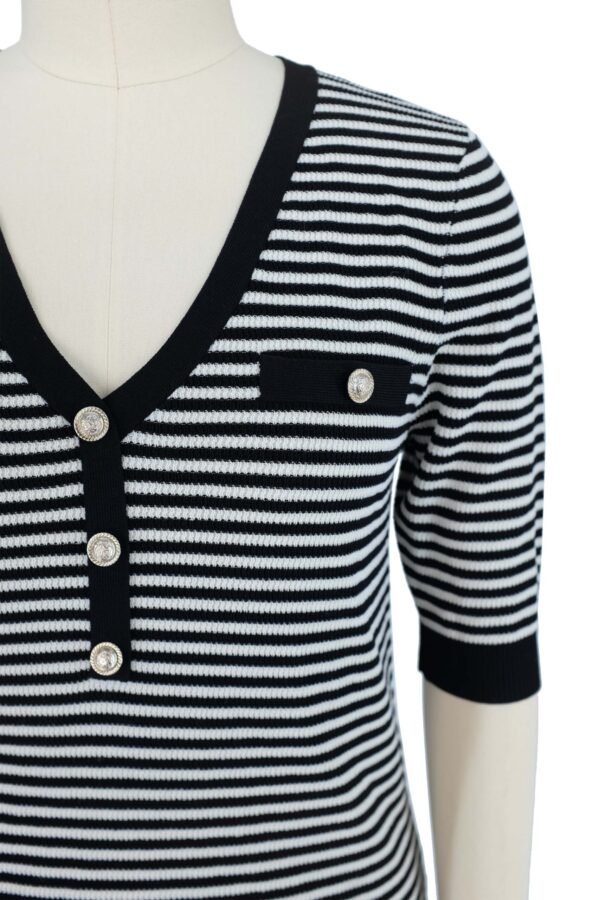 black & white striped knitted pullover