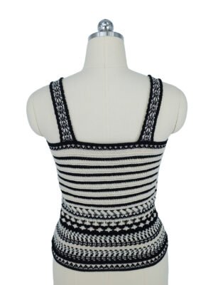 black and white striped crochet knitted camisole