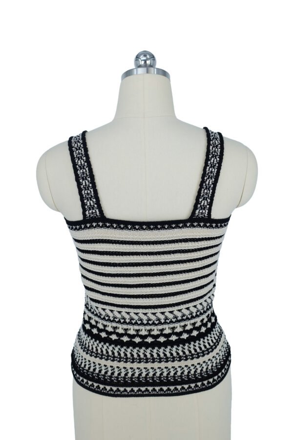 black and white striped crochet knitted camisole