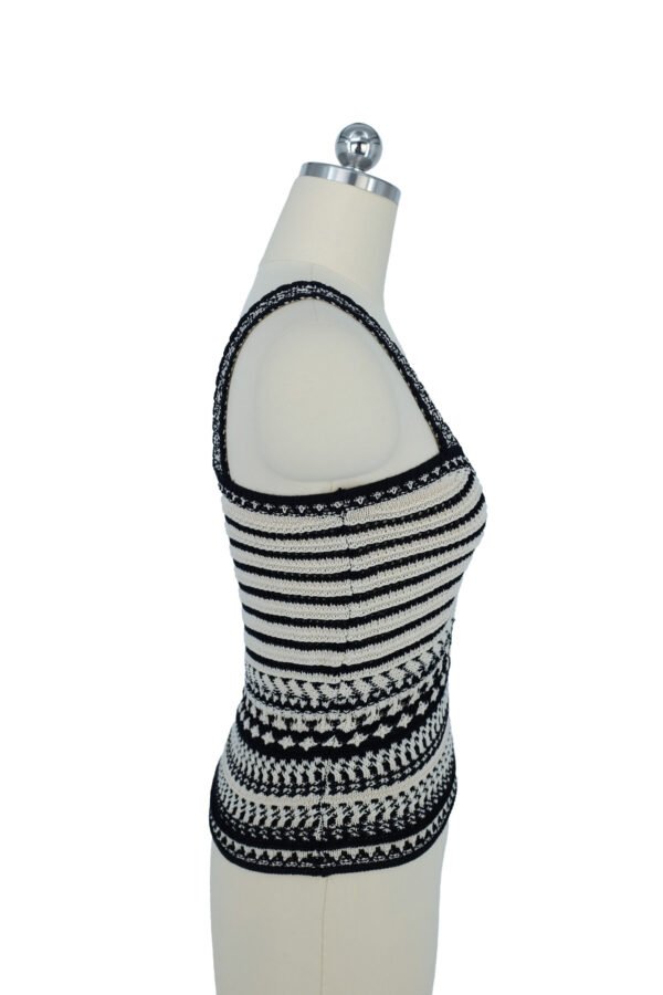 black and white striped crochet knitted camisole