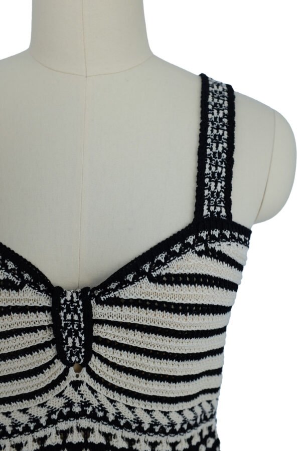black and white striped crochet knitted camisole