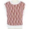 brown and white wavy pattern sleeveless knitted vest